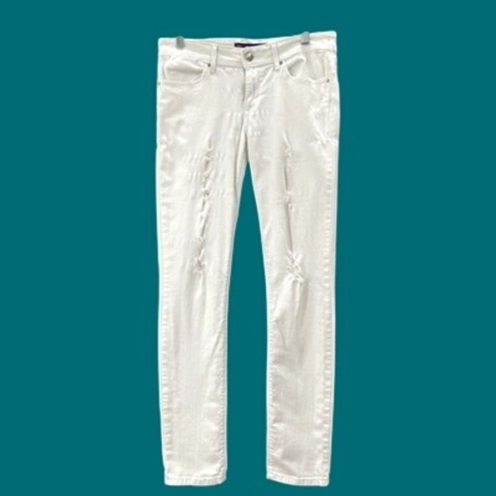 Divine Rights of Denim Jeans Womens 30 White Skinny Distressed Low Rise Ripped